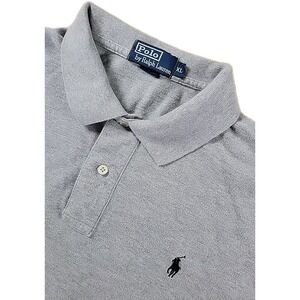 Polo Ralph Lauren VINTAGE 90s Men's Polo Shirt Long Sleeve XL GRAY 100%‎ Cotton